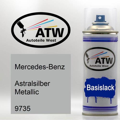 Mercedes-Benz, Astralsilber Metallic, 9735: 400ml Sprühdose, von ATW Autoteile West.